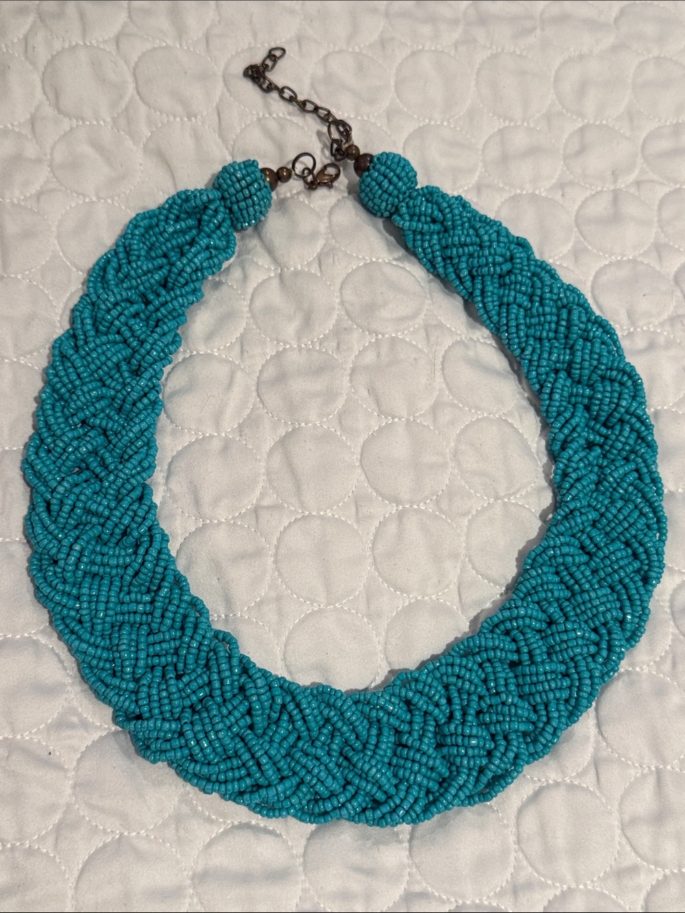 Handwoven Turquoise Beaded Statement Necklace - Women Jewelry